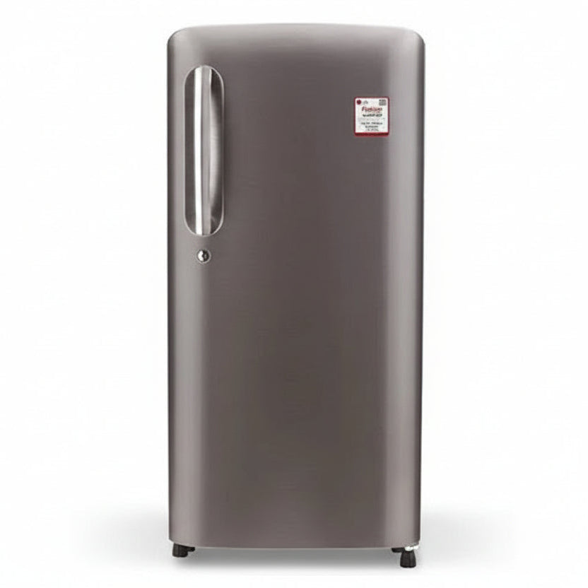 Front view of LG 190L Single Door Refrigerator GL-B201ALLB with premium silver finish