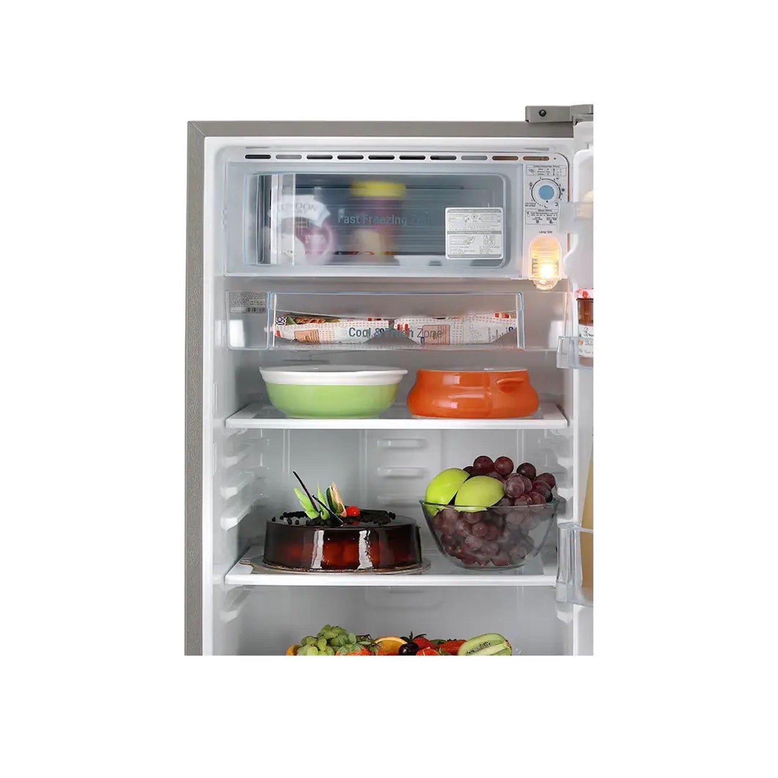 Interior of LG 190L fridge showing deep-fridge and foods