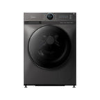 Midea 10kg Front Load Washing Machine MF200W100WB in Titanium finish—a high-capacity smart washer featuring the sleek Lunar Dial and modern minimalist aesthetic.