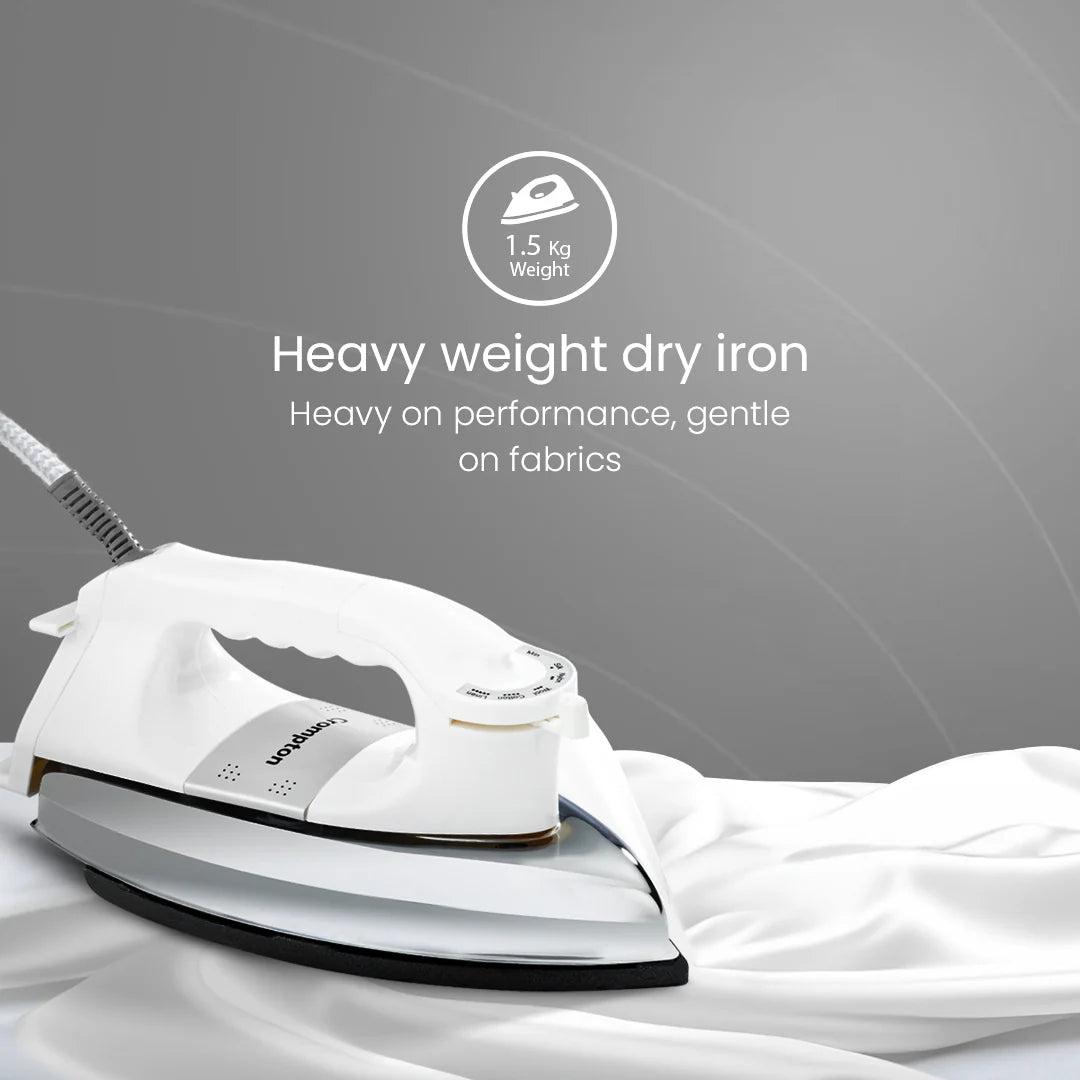 Crompton Rhino 1000W Dry Iron Heavyweight Non-Stick with Auto Shut-Off