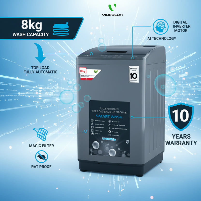 Videocon VD-8.0 PRO+ 8KG Fully Automatic Top Load Washing Machine
