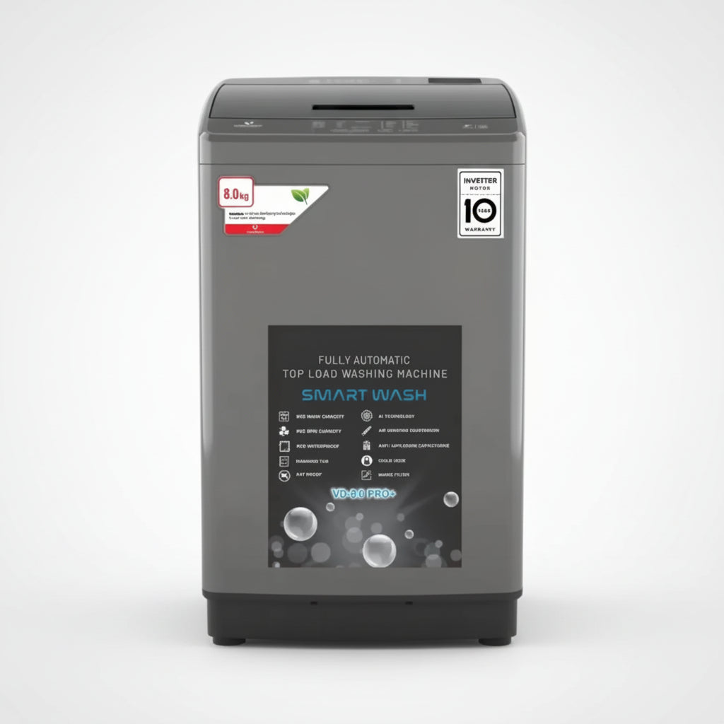 Videocon VD-8.0 PRO+ 8KG Fully Automatic Top Load Washing Machine | AI Wash | Child Lock | Energy Efficient