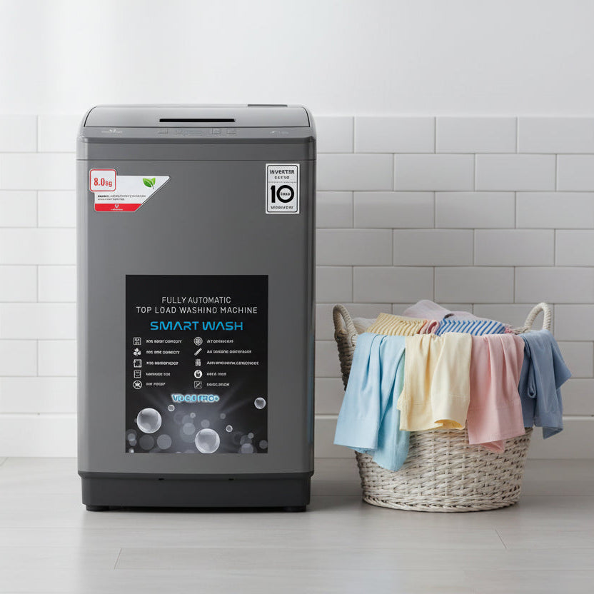 Videocon VD-8.0 PRO+ 8KG Fully Automatic Top Load Washing Machine | AI Technology | Diamond Tub | 10-Year Motor Warranty
