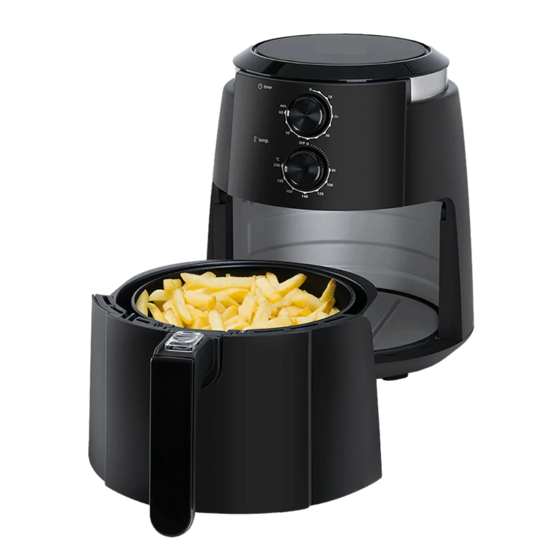 The 4-liter non-stick detachable basket of the Comfee MF-TN40B2 air fryer, highlighting the easy-clean surface and compact family-sized capacity.