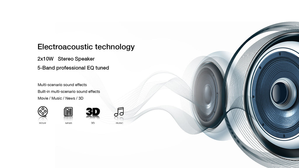 Built-in 12W+12W box speakers on the Dychi Smart TV for amazing sound quality