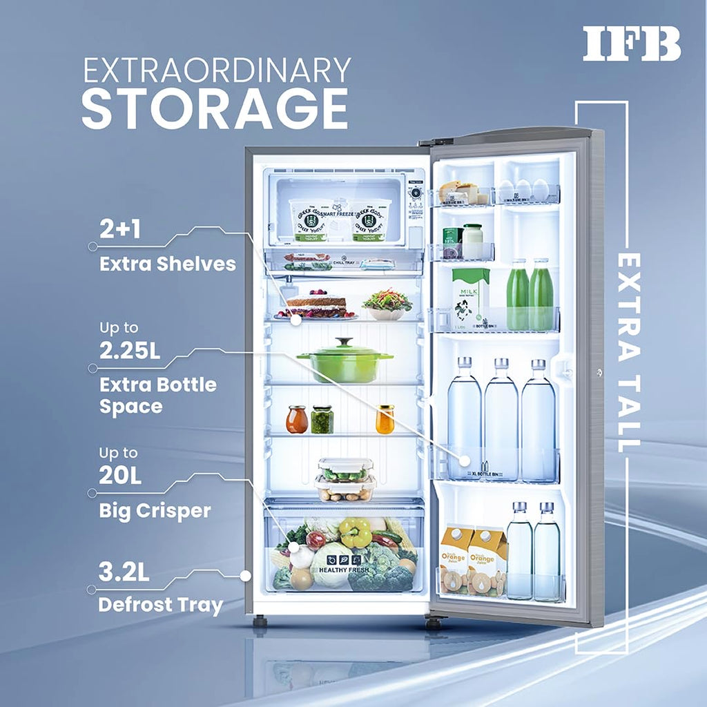 IFB DC-2322FBS 2Star Single Door Refrigerator 206 L Brush Grey