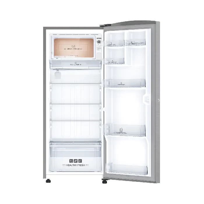 Interior of IFB IFBDC-2322FBS showing empty 2+1 extra toughened glass shelves