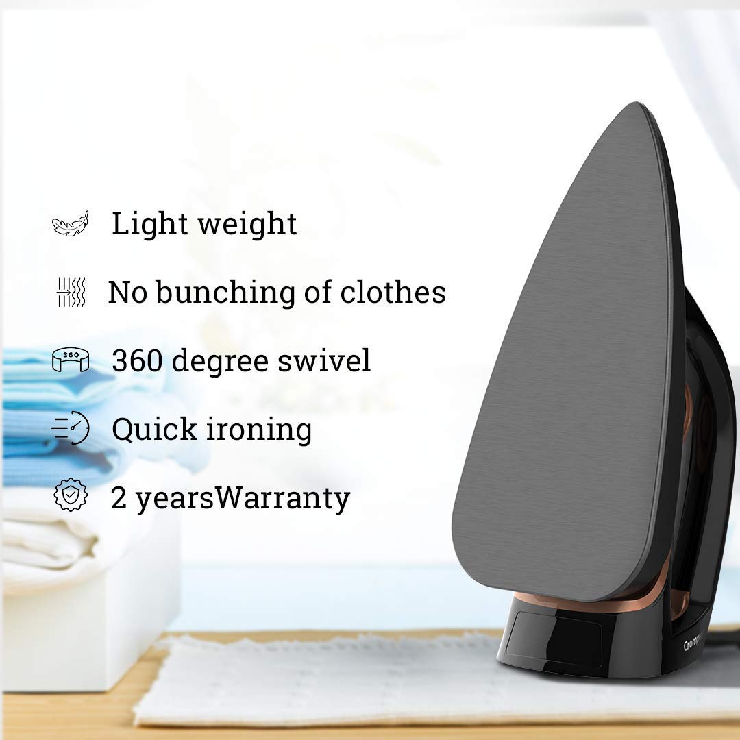 Crompton InstaGlide 1000-Watts Dry Iron: Smooth and Stylish Ironing with American Heritage Coating