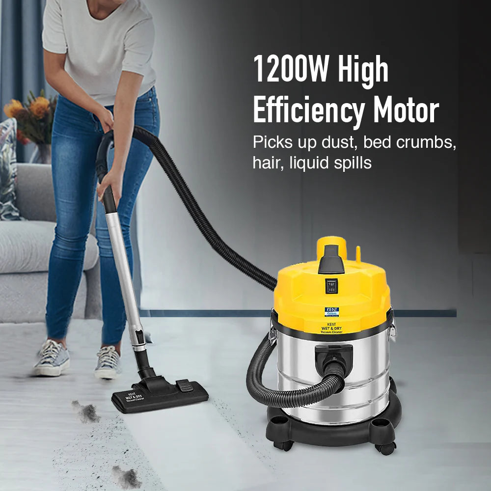 KENT Wet & Dry Vacuum Cleaner 1200W - 20L Stainless Steel Body with Blower Function