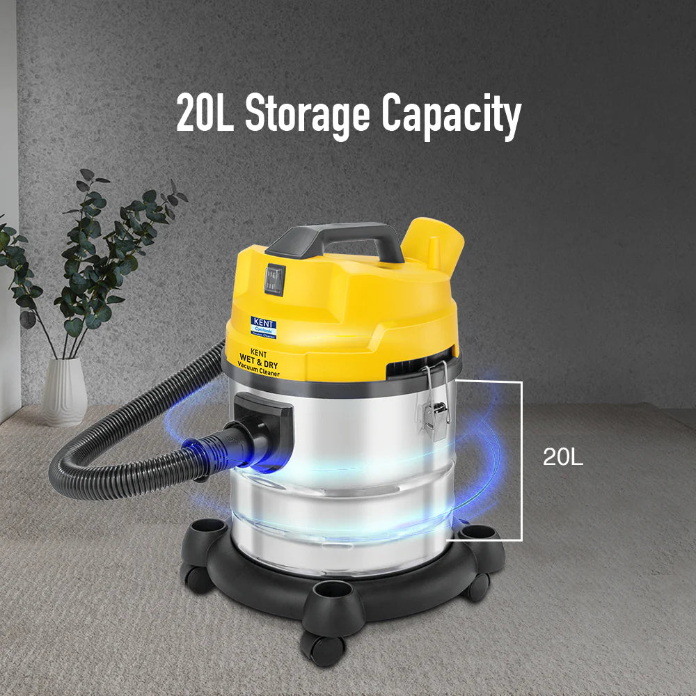 KENT Wet & Dry Vacuum Cleaner 1200W - 20L Stainless Steel Body with Blower Function