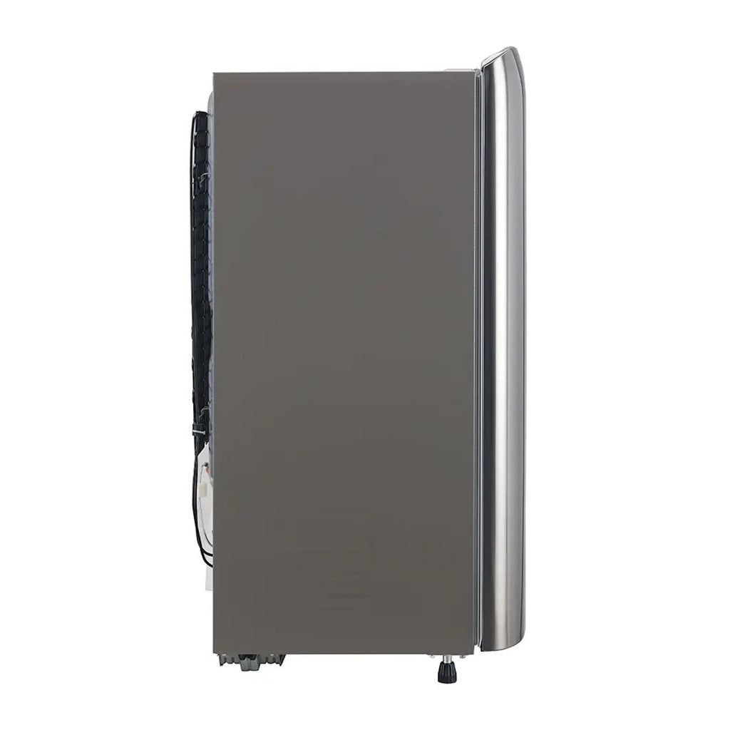 Side view of a stainless steel LG 190L Single Door Refrigerator GL-B201ALLB