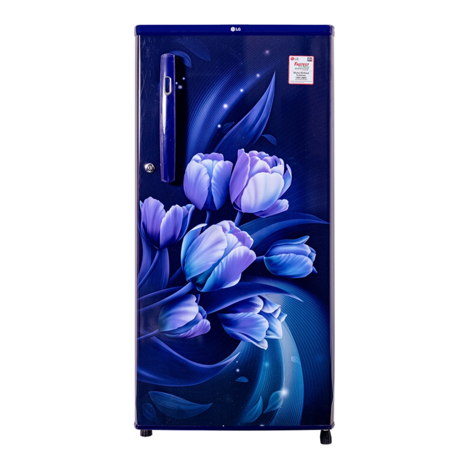 LG 190 ltr Refrigerator with blue floral design on a white background GLB204OBTC