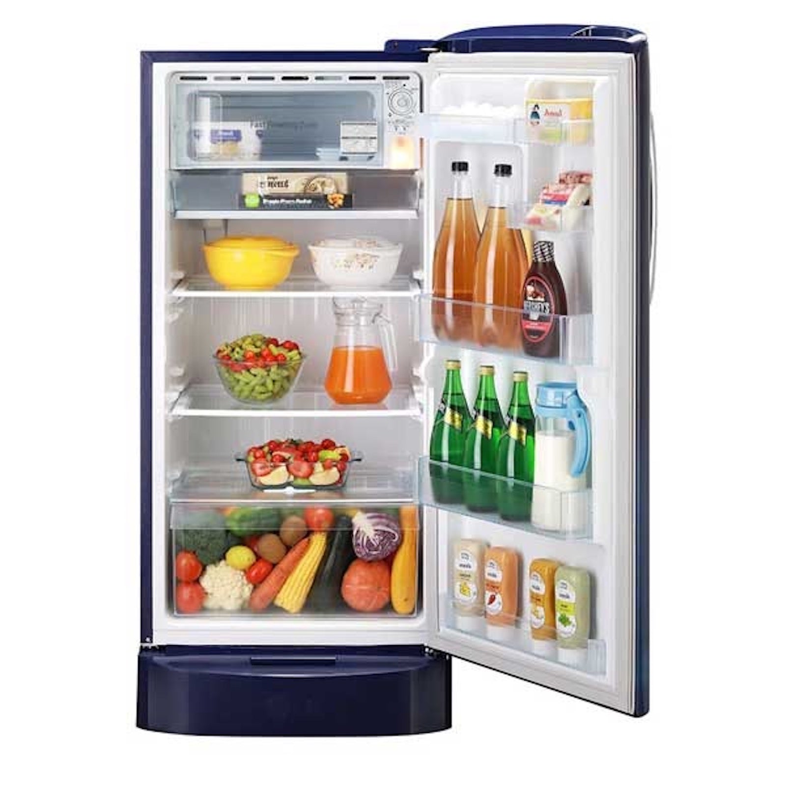 LG 190L Smart Inverter Single Door Refrigerator GLD205ABCB, Blue Charm, Base Stand with Drawer)