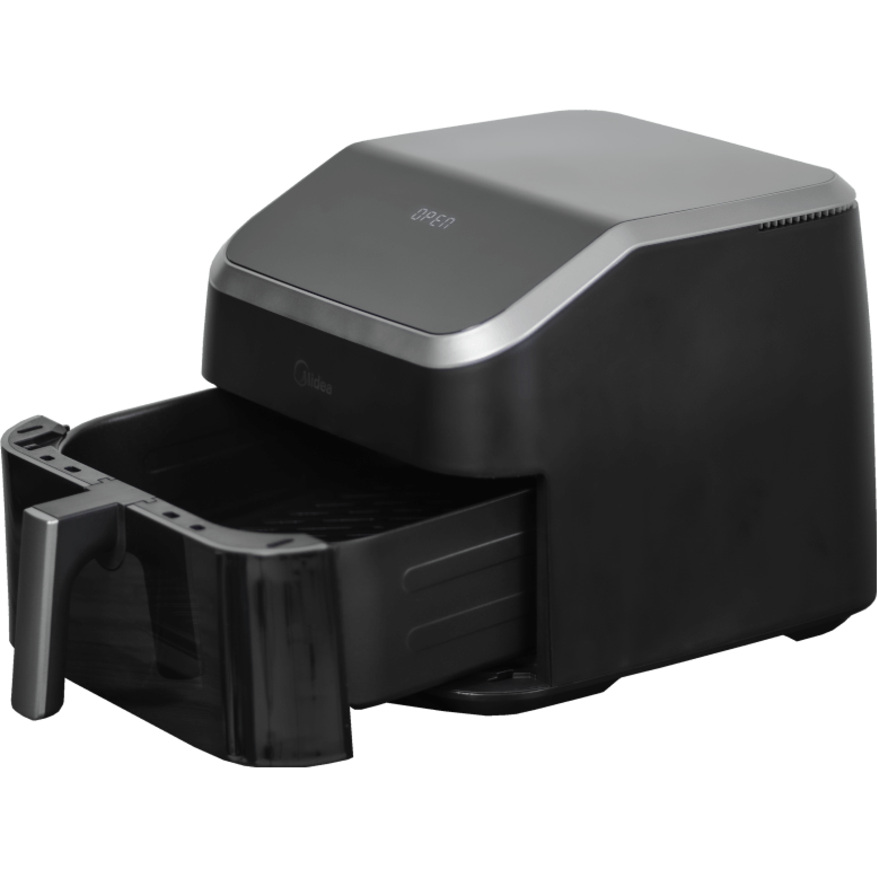 The Widemax Base of the Midea 8.5L mf-cy85wk2 air fryer showing the spacious PFAS-free non-stick cooking area