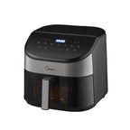 Midea 5.5-liter non-stick basket of the Midea air fryer, perfectly sized for family meals and whole chickens.