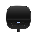 Close-up of the Midea 6L air fryer digital touch control panel highlighting the 9 preset functions and adjustable 230-degree Celsius temperature settings.