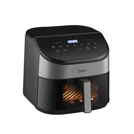 Midea HeatXpress Technology with 2250W power for rapid heating and crispy oil-free results.