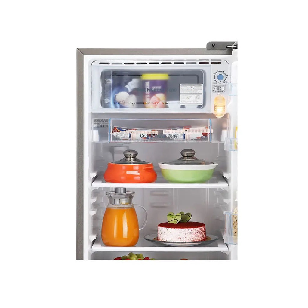 LG GLD201ALLB Open refrigerator with food items 