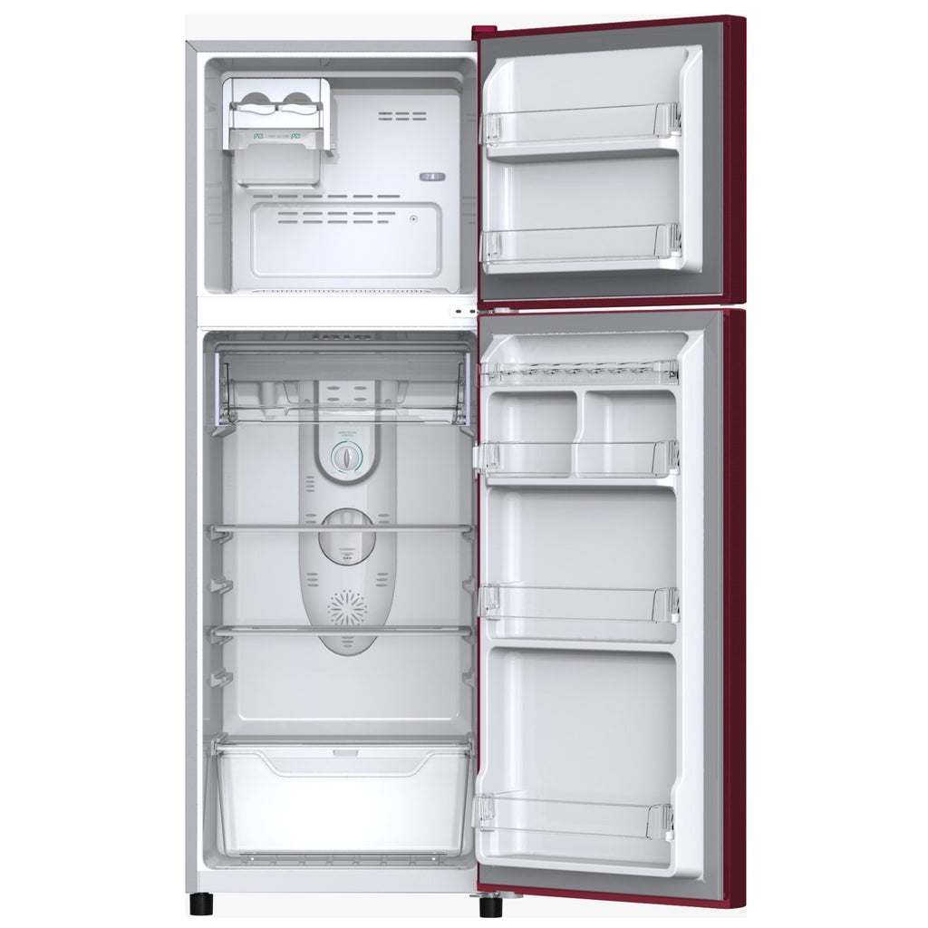 Side view of Videocon 245L refrigerator highlighting the slim depth and Clean Back condenser design.