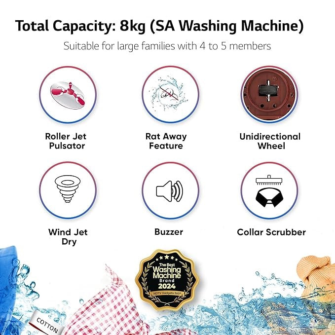 Videocon 8.0 Kg Cyclone Semi-Automatic Washing Machine