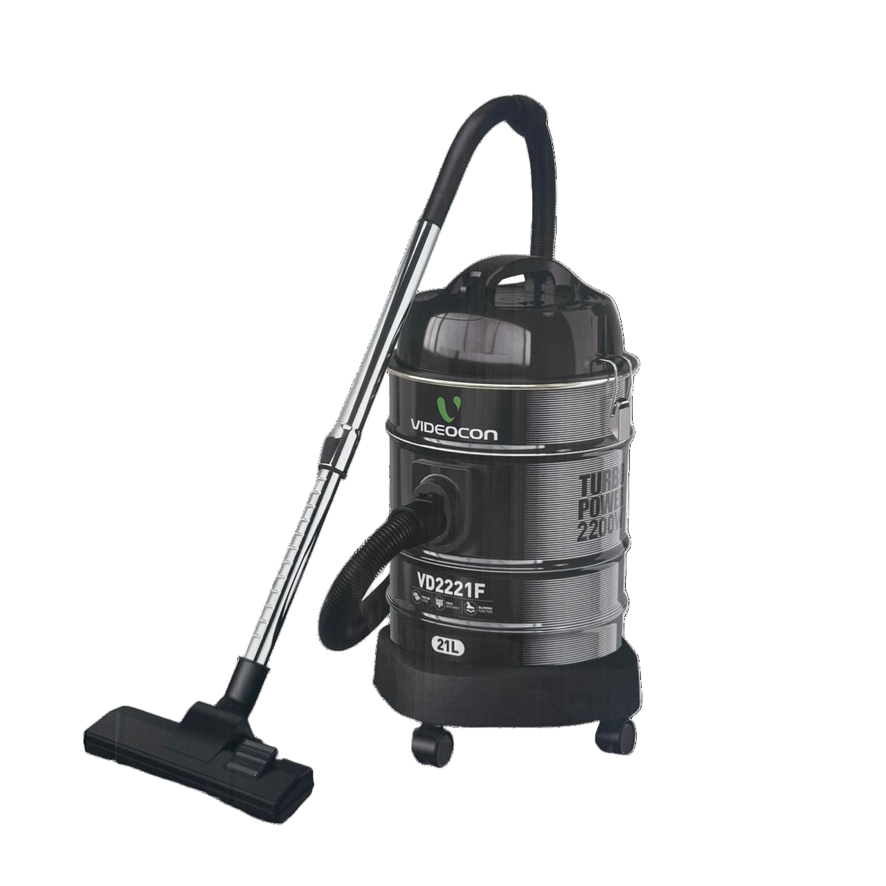 Videocon VD2221F 2200W Dry Drum Vacuum Cleaner – 21L Capacity, Blower Function, Black